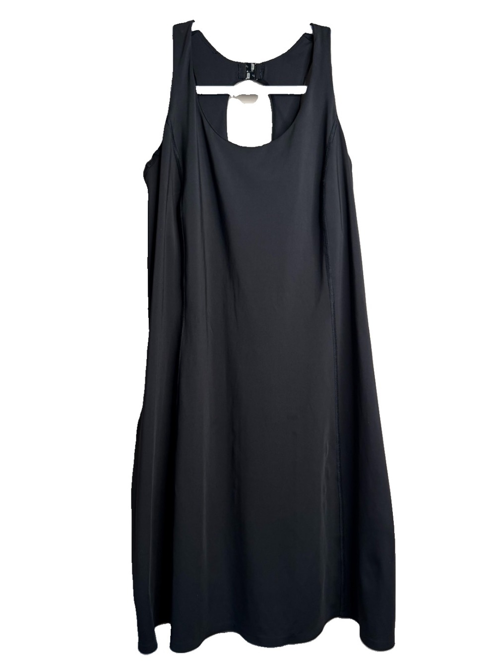 Athleta Ultimate Ease Dress Black sz L #601557 Shelf Bra Zip Pocket Tennis A24